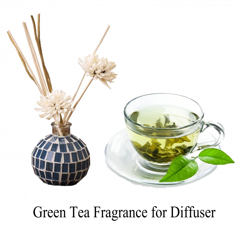 Aceites de fragancia de té verde de larga duración a precio de fábrica de china para máquina de ambientador de difusor de caña

